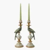 Mrs. Alice Olive Green Parrot Candleholder (Pair)< Summer Candleware | Candle Holders