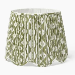 Mrs. Alice Olive Ikat Deep Scalloped Lampshade (40cm)< Lampshades
