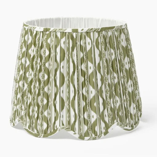 Mrs. Alice Olive Ikat Deep Scalloped Lampshade (40cm)< Lampshades