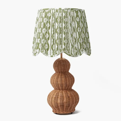 Mrs. Alice Olive Ikat Deep Scalloped Lampshade (40cm)< Lampshades