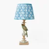 Mrs. Alice Olive Parrot Lamp with Blue Ikat Shade (30cm)< Corded Table Lamps