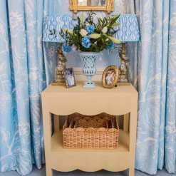 Mrs. Alice Olive Parrot Lamp with Blue Ikat Shade (30cm)< Corded Table Lamps