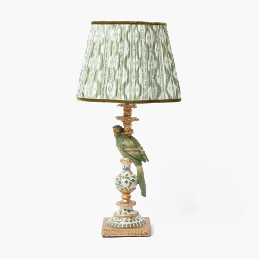 Mrs. Alice Olive Parrot Lamp with Olive Ikat Shade (30cm)< Corded Table Lamps | For Her