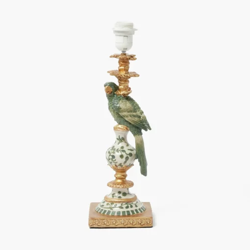 Mrs. Alice Olive Parrot Lamp with Olive Ikat Shade (30cm)< Corded Table Lamps | For Her