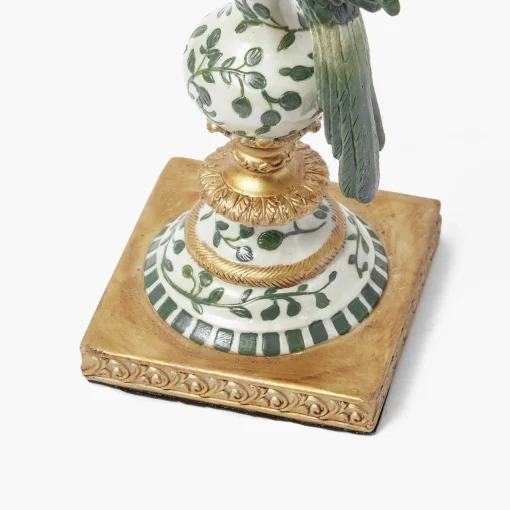 Mrs. Alice Olive Parrot Lamp with Olive Ikat Shade (30cm)< Corded Table Lamps | For Her