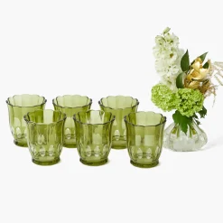 Mrs. Alice Olive Scalloped Water Glasses (Set of 6)< Glasses