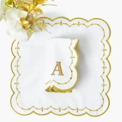 Mrs. Alice Olivia White & Gold Napkins (Set of 4)< Napkins | Mrs. Alice Monogram