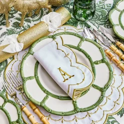Mrs. Alice Olivia White & Gold Napkins (Set of 4)< Napkins | Mrs. Alice Monogram