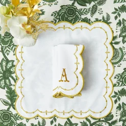 Mrs. Alice Olivia White & Gold Napkins (Set of 4)< Napkins | Mrs. Alice Monogram