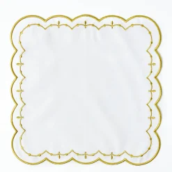 Mrs. Alice Olivia White & Gold Napkins (Set of 4)< Napkins | Mrs. Alice Monogram
