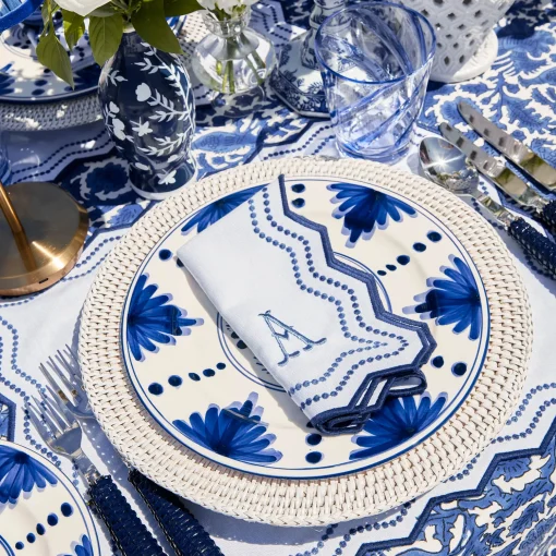 Mrs. Alice Olympia Blue Embroidered Napkins (Set of 4)< Napkins | Mrs. Alice Monogram