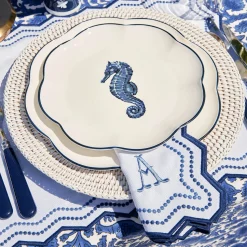 Mrs. Alice Olympia Blue Embroidered Napkins (Set of 4)< Napkins | Mrs. Alice Monogram