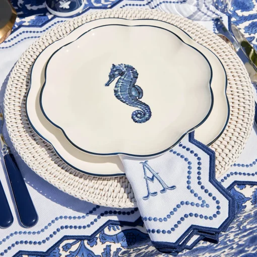 Mrs. Alice Olympia Blue Embroidered Napkins (Set of 4)< Napkins | Mrs. Alice Monogram