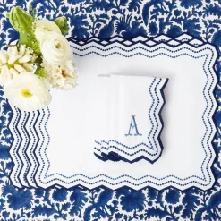 Mrs. Alice Olympia Blue Embroidered Napkins (Set of 4)< Napkins | Mrs. Alice Monogram