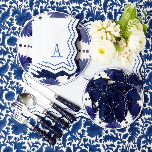 Mrs. Alice Olympia Blue Embroidered Napkins (Set of 4)< Napkins | Mrs. Alice Monogram