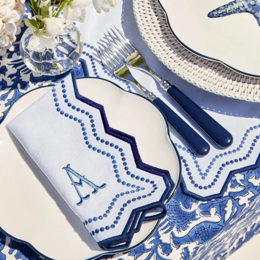 Mrs. Alice Olympia Blue Embroidered Napkins (Set of 4)< Napkins | Mrs. Alice Monogram