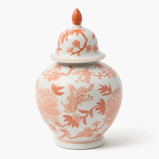 Mrs. Alice Orange Chinoiserie Ginger Jar< Year-round Decorations