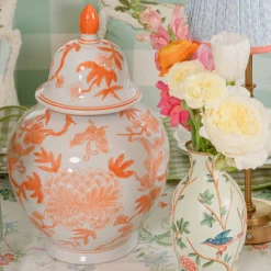 Mrs. Alice Orange Chinoiserie Ginger Jar< Year-round Decorations