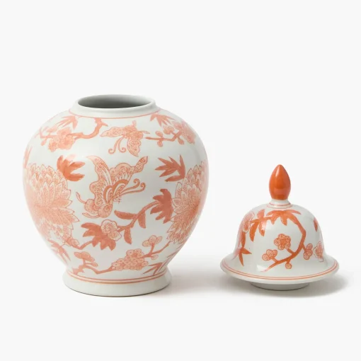 Mrs. Alice Orange Chinoiserie Ginger Jar< Year-round Decorations