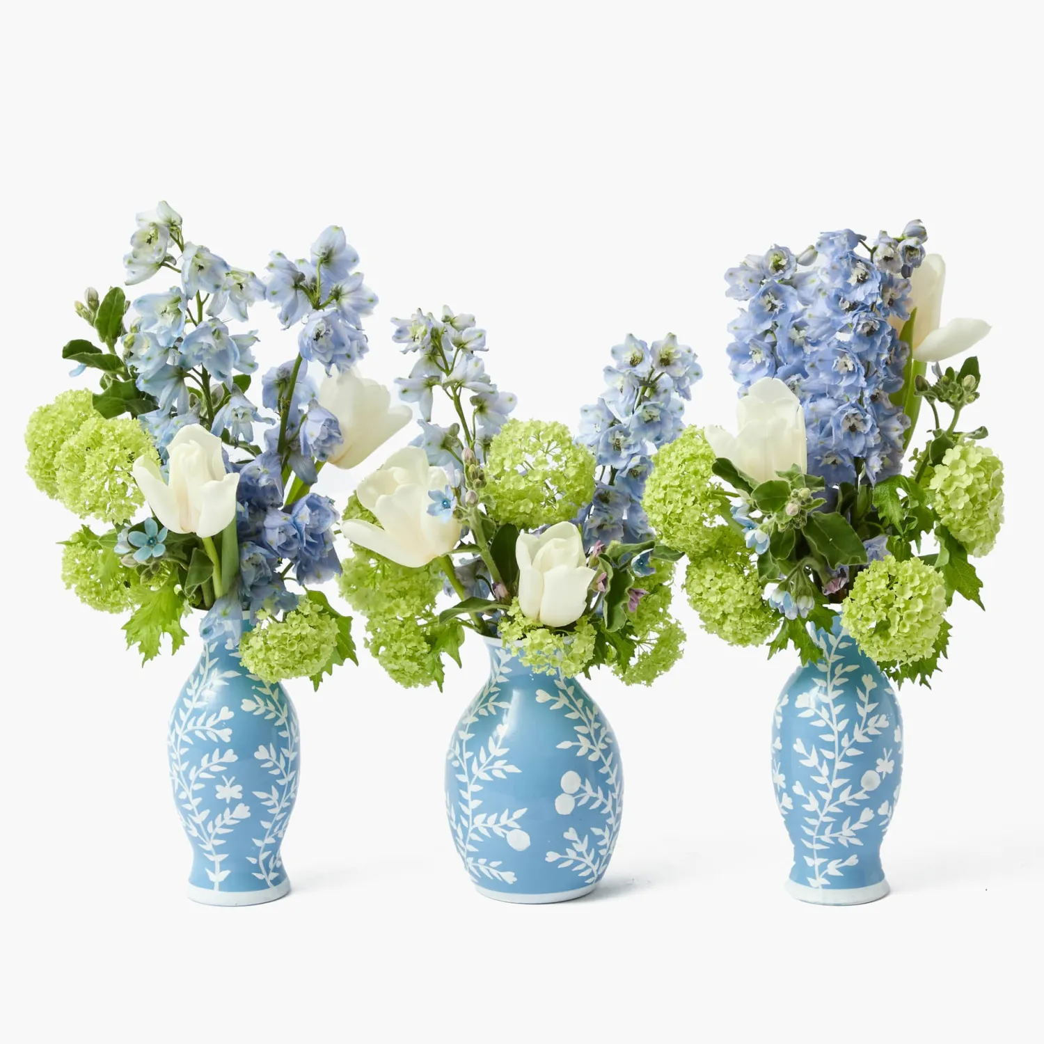 Mrs. Alice Pale Blue Hand Painted Tole Bud Vases (Set of 3)< Vases | Vases & Planters