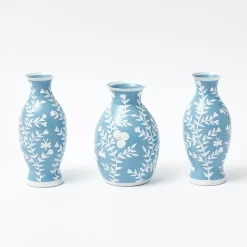 Mrs. Alice Pale Blue Hand Painted Tole Bud Vases (Set of 3)< Vases | Vases & Planters