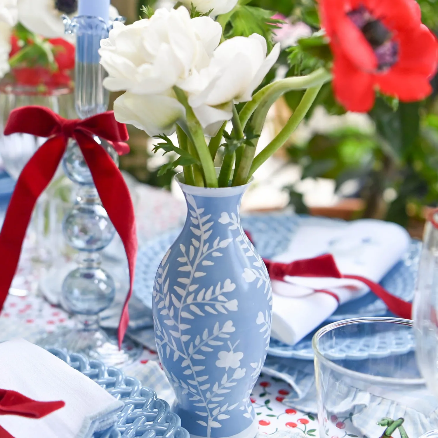 Mrs. Alice Pale Blue Hand Painted Tole Bud Vases (Set of 3)< Vases | Vases & Planters