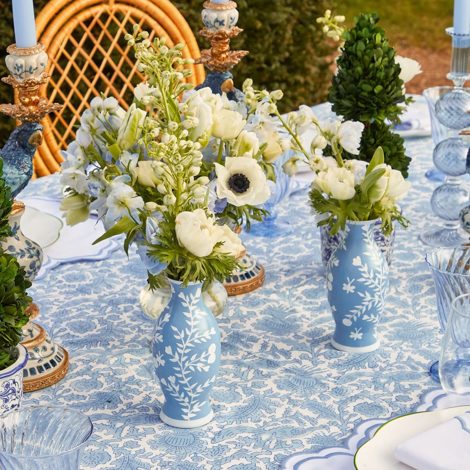 Mrs. Alice Pale Blue Hand Painted Tole Bud Vases (Set of 3)< Vases | Vases & Planters