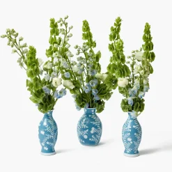 Mrs. Alice Pale Blue Hand Painted Tole Bud Vases (Set of 3)< Vases | Vases & Planters