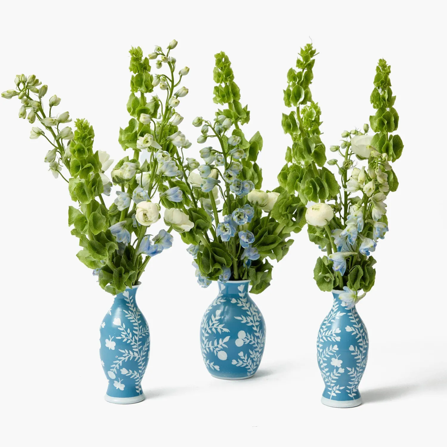 Mrs. Alice Pale Blue Hand Painted Tole Bud Vases (Set of 3)< Vases | Vases & Planters