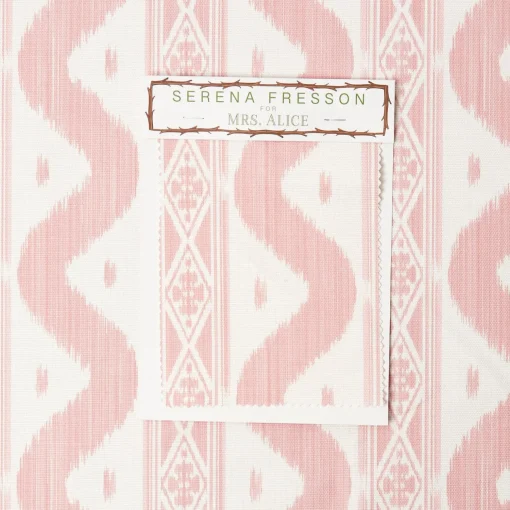Mrs. Alice Palm Beach Pink Ikat Stripe Fabric< Serena Fresson Fabrics