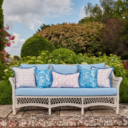 Mrs. Alice Palm Beach Pink Ikat Stripe Fabric< Serena Fresson Fabrics