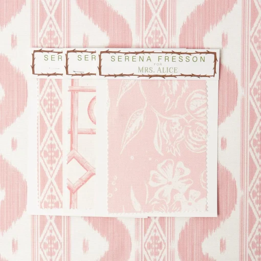 Mrs. Alice Palm Beach Pink Ikat Stripe Fabric< Serena Fresson Fabrics