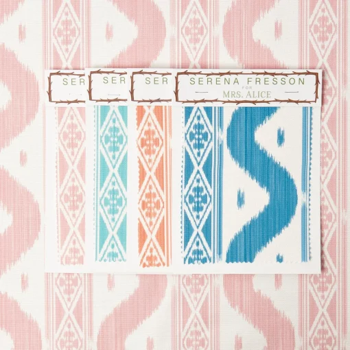 Mrs. Alice Palm Beach Pink Ikat Stripe Fabric< Serena Fresson Fabrics
