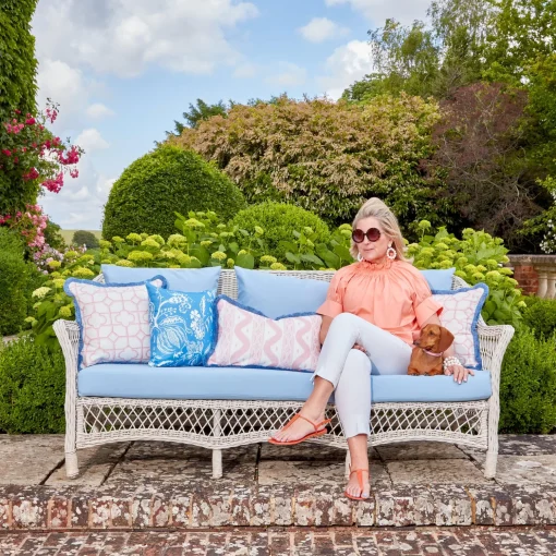 Mrs. Alice Palm Beach Pink Shaded Bamboo Fabric< Serena Fresson Fabrics