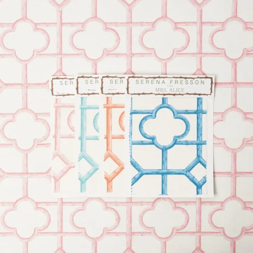 Mrs. Alice Palm Beach Pink Shaded Bamboo Fabric< Serena Fresson Fabrics