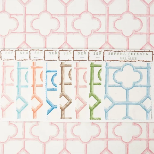 Mrs. Alice Palm Beach Pink Shaded Bamboo Fabric< Serena Fresson Fabrics