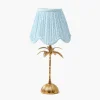 Mrs. Alice Palm Tree Rechargeable Lamp with Soft Blue Lotus Shade (18cm)< Rechargeable Table Lamps