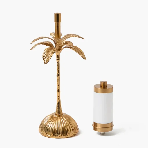 Mrs. Alice Palm Tree Rechargeable Lamp with Soft Blue Lotus Shade (18cm)< Rechargeable Table Lamps