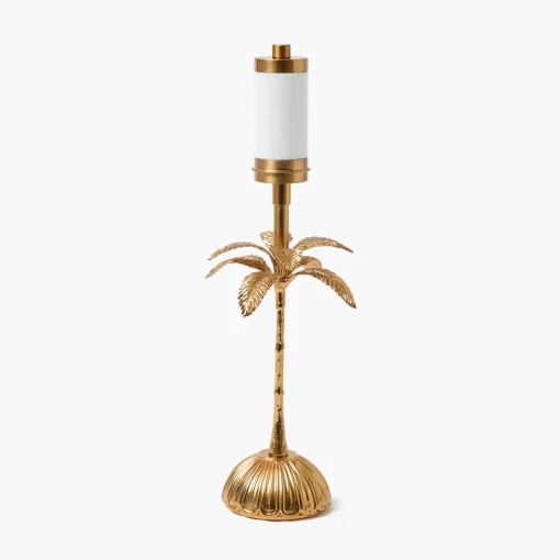 Mrs. Alice Palm Tree Rechargeable Lamp with Green & Blue Lotus Shade (18cm)< Rechargeable Table Lamps | Summer Lighting