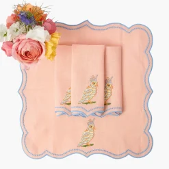 Mrs. Alice Parrot Coral Linen Napkins (Set of 4)< Summer Table Linen | Napkins
