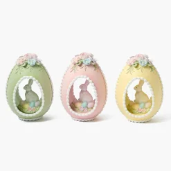 Mrs. Alice Pastel Bunny in Egg (Set of 3)< Spring Decorations