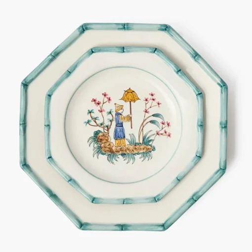 Mrs. Alice Patricia Blue Bamboo Dinner & Starter Plates (Set of 8)< Summer Crockery | Crockery Sets