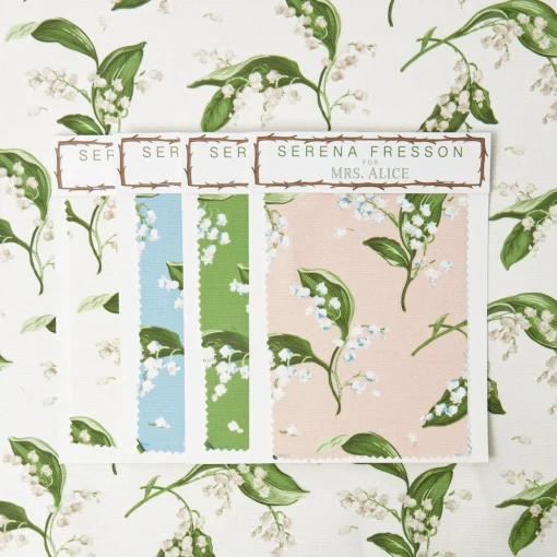 Mrs. Alice Pebble Lily of the Valley Fabric< Serena Fresson Fabrics