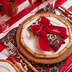 Mrs. Alice Personalisable Berry Red Velvet Bow< Napkin Rings & Bows | Mrs. Alice Monogram