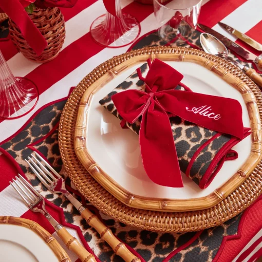 Mrs. Alice Personalisable Berry Red Velvet Bow< Napkin Rings & Bows | Mrs. Alice Monogram