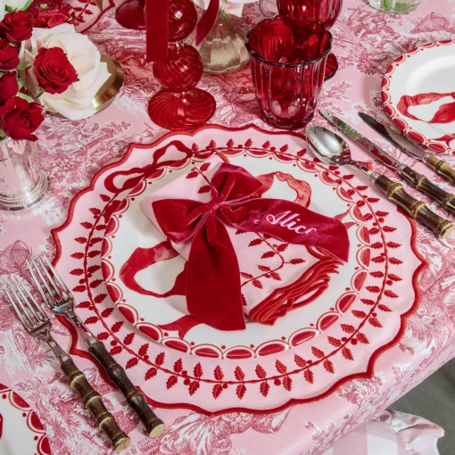 Mrs. Alice Personalisable Berry Red Velvet Bow< Napkin Rings & Bows | Mrs. Alice Monogram