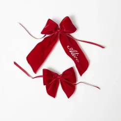 Mrs. Alice Personalisable Berry Red Velvet Bow< Napkin Rings & Bows | Mrs. Alice Monogram