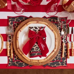 Mrs. Alice Personalisable Berry Red Velvet Bow< Napkin Rings & Bows | Mrs. Alice Monogram