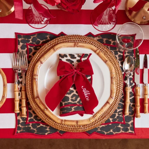 Mrs. Alice Personalisable Berry Red Velvet Bow< Napkin Rings & Bows | Mrs. Alice Monogram
