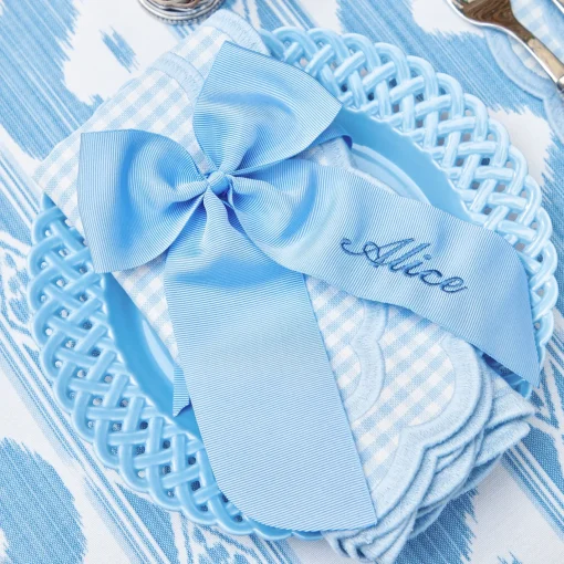 Mrs. Alice Personalisable Blue Grosgrain Bow< Napkin Rings & Bows | Mrs. Alice Monogram